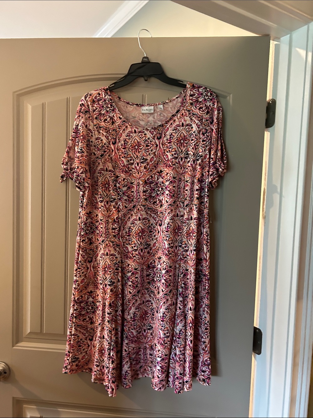 NWT Pink Patterned Short Sleeve Swing Dress